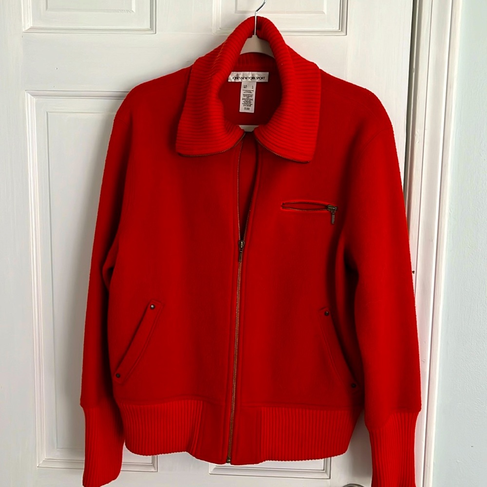 Jones New York Sport Orange Fleece Bomber jacket